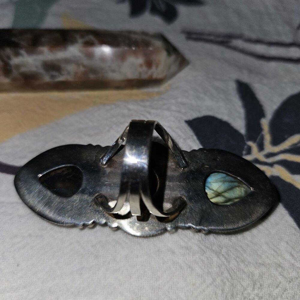 3 Stone Labradorite Statement Ring - image 3